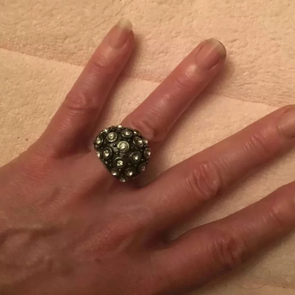 Unique Pave Punk Statement Ring Bubble Size 7.5 - image 5